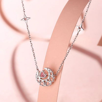 Pink Crescent Moon Necklace